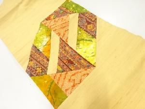 手織り紬切り嵌め名物裂名古屋帯